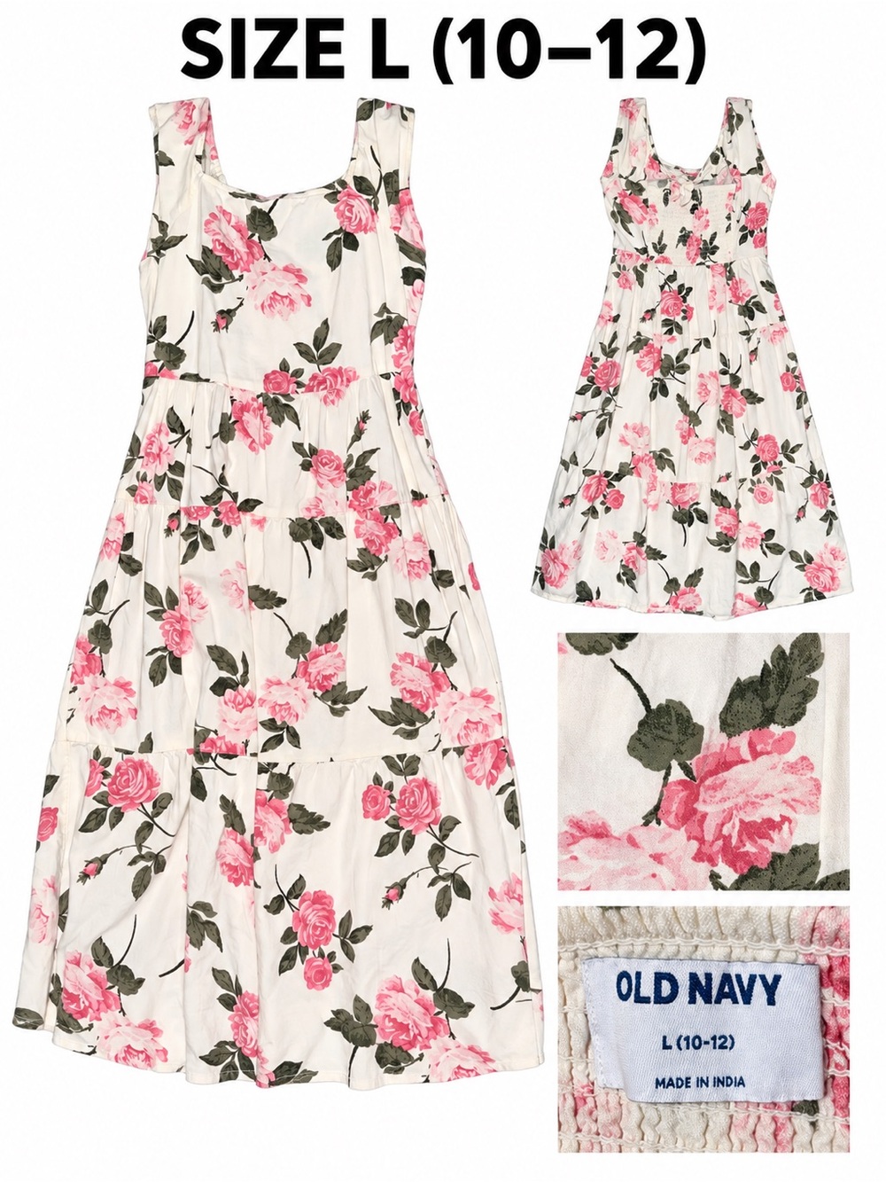 Old Navy White Dress with Pink Floral Print